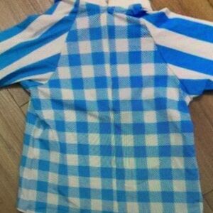Blue and White Checkered Kids Swim Shirt